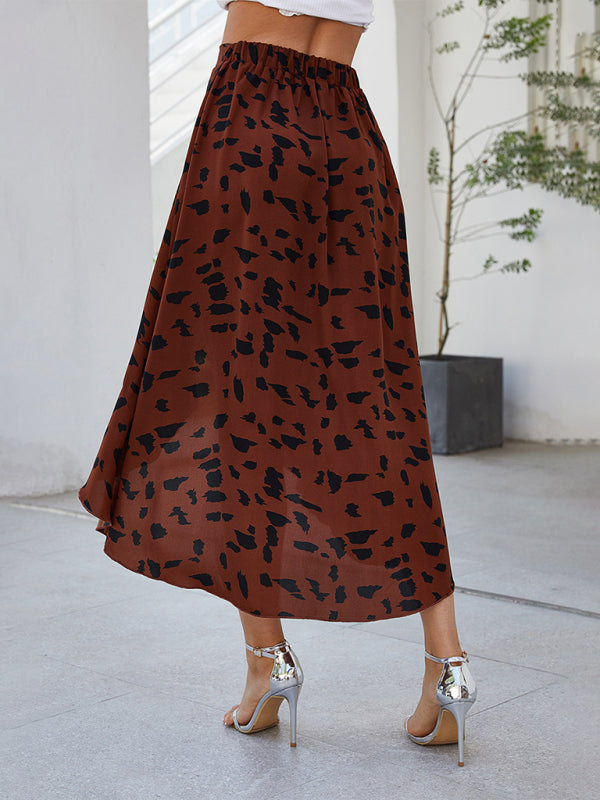 Women's Dot Print Ruffled Asymmetric Skirt