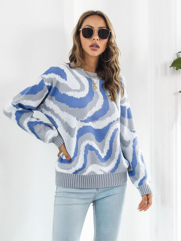 Women's Tie-Dye Jacquard Drop-Shoulder Sleeve Sweater