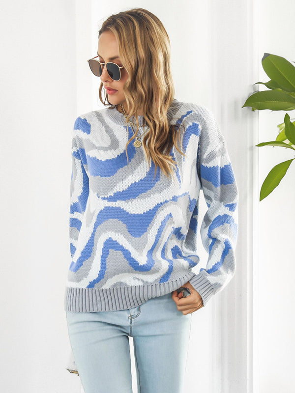 Women's Tie-Dye Jacquard Drop-Shoulder Sleeve Sweater