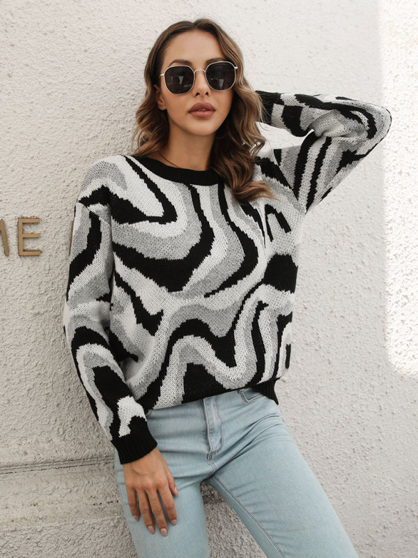 Women's Tie-Dye Jacquard Drop-Shoulder Sleeve Sweater