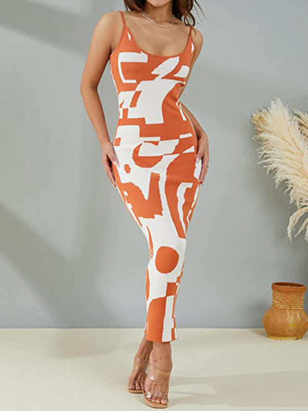 New Fashion Sexy Wind Print Slim Slim Elegant Dress