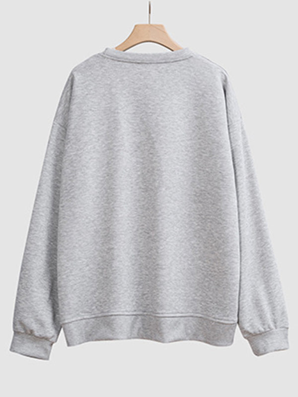 Women's wholesale round neck casual guitar pattern sweatshirt