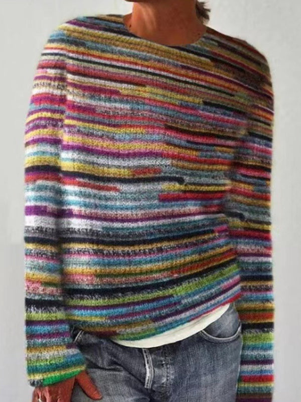 Women's Striped Floral Pullover