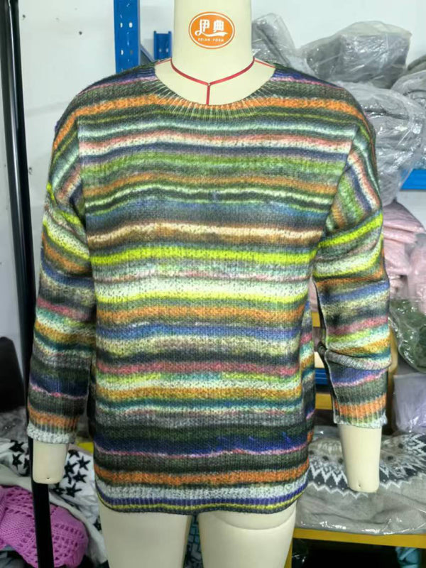 Women's Striped Floral Pullover