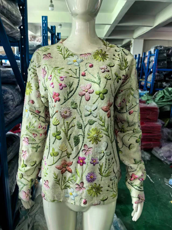 Women's Striped Floral Pullover