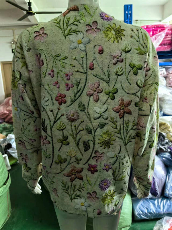 Women's Striped Floral Pullover