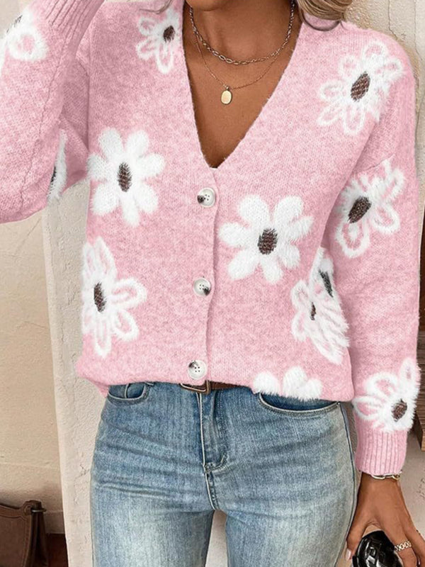 New Floral Button Front Cardigan Sweater