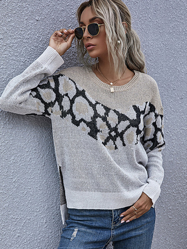 top zebra pattern long sleeve fashion loose sweater women autumn
