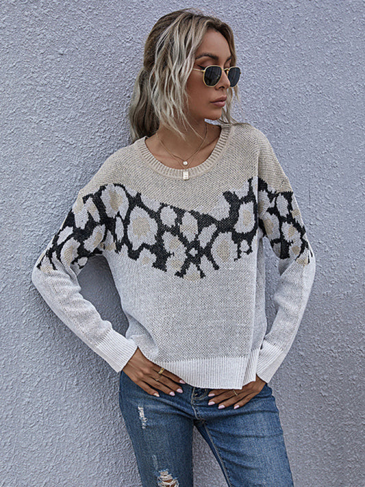 top zebra pattern long sleeve fashion loose sweater women autumn