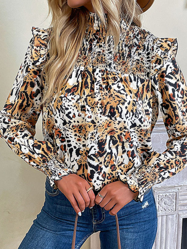 New fashion women's leopard print long-sleeved shirt