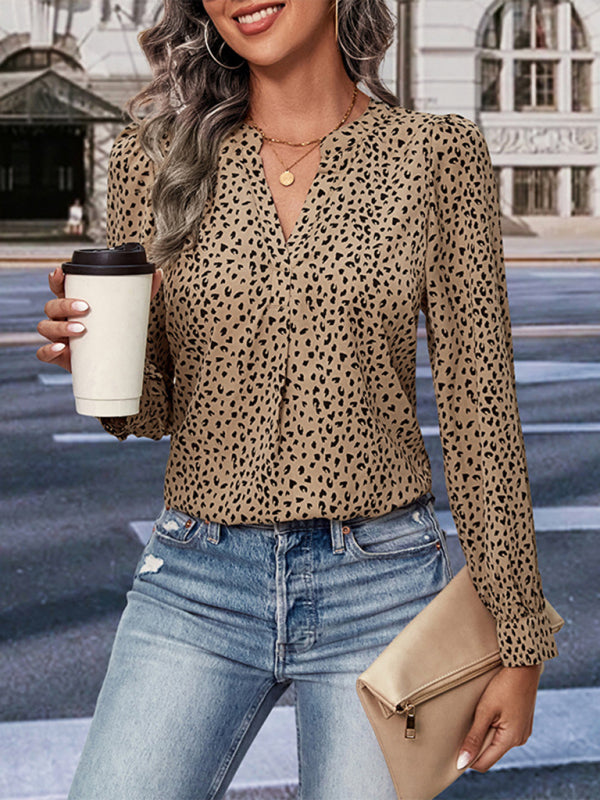 New Ladies Long Sleeve Leopard Print Shirt